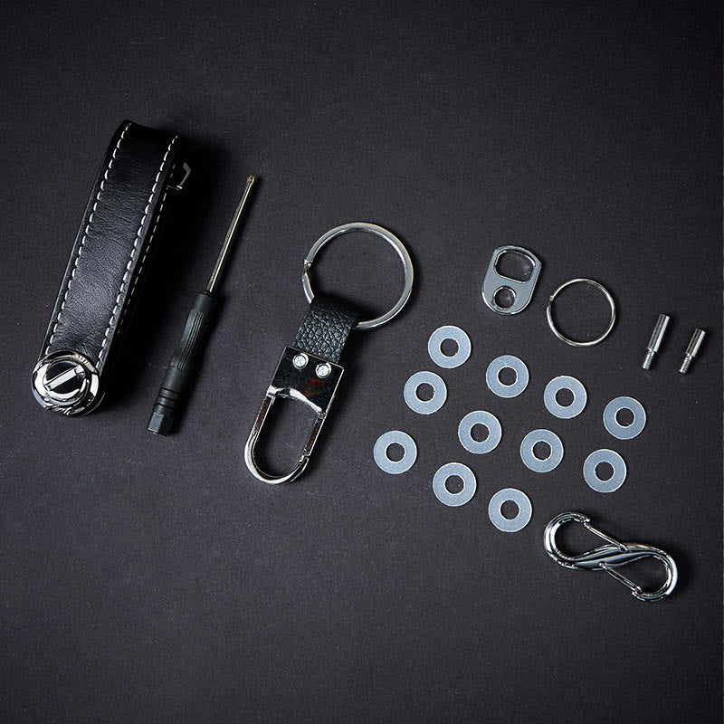 Großer, tragbarer, diebstahlsicherer Schlüsselorganizer aus Leder - Schwarz - image 5