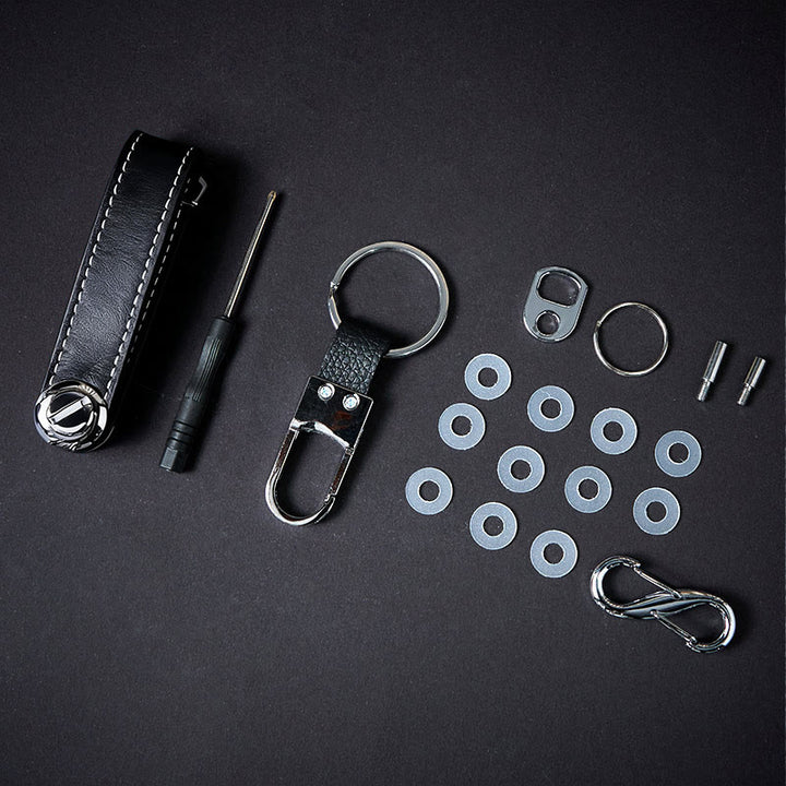 Großer, tragbarer, diebstahlsicherer Schlüsselorganizer aus Leder - Schwarz - image 5