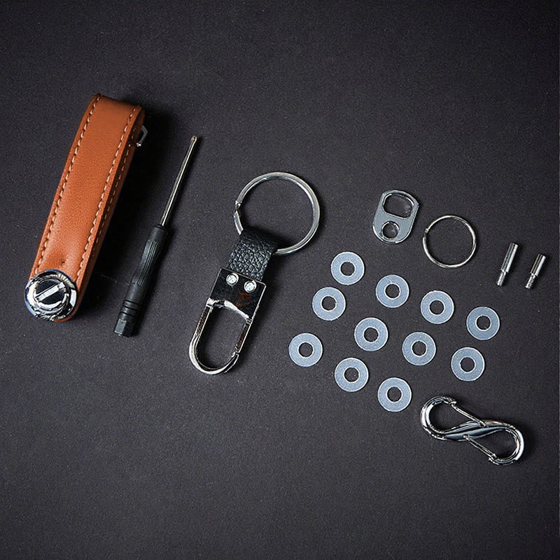 Großer, tragbarer, diebstahlsicherer Schlüsselorganizer aus Leder - Orange - image 9