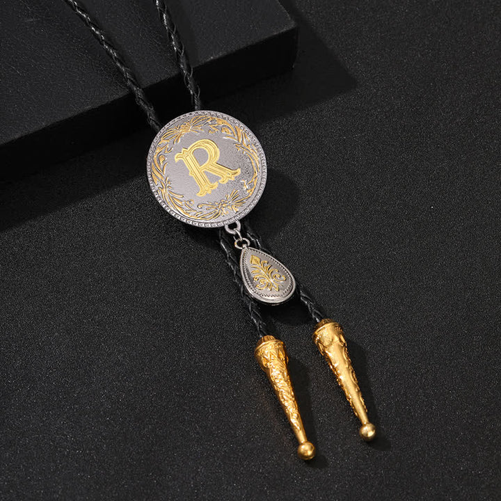 Bolo-Krawatte mit Anfangsbuchstaben A bis Z und tropfenförmigem Anhänger - Gold - R - image 36