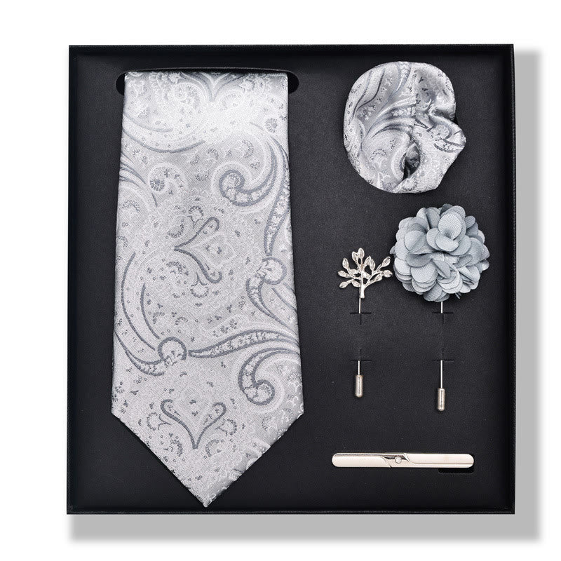 5-teiliges elegantes Herren-Einstecktuch-, Broschen-, Korsagen- und Krawatten-Set - Stil Nr. 13 - image 24