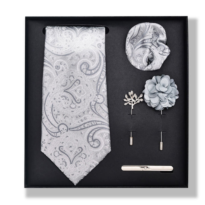 5-teiliges elegantes Herren-Einstecktuch-, Broschen-, Korsagen- und Krawatten-Set - Stil Nr. 13 - image 24