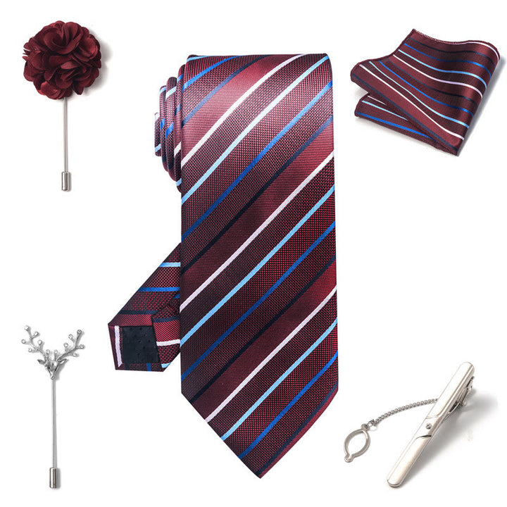 5-teiliges elegantes Herren-Einstecktuch-, Broschen-, Korsagen- und Krawatten-Set - image 9