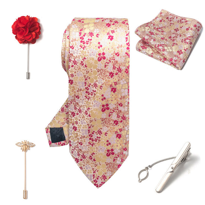 5-teiliges elegantes Herren-Einstecktuch-, Broschen-, Korsagen- und Krawatten-Set - image 21