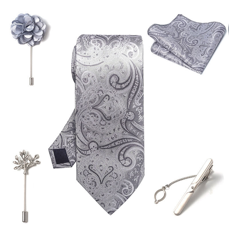 5-teiliges elegantes Herren-Einstecktuch-, Broschen-, Korsagen- und Krawatten-Set - image 25