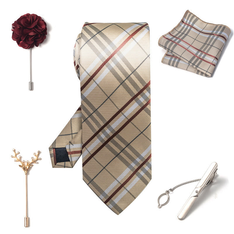 5-teiliges elegantes Herren-Einstecktuch-, Broschen-, Korsagen- und Krawatten-Set - image 15