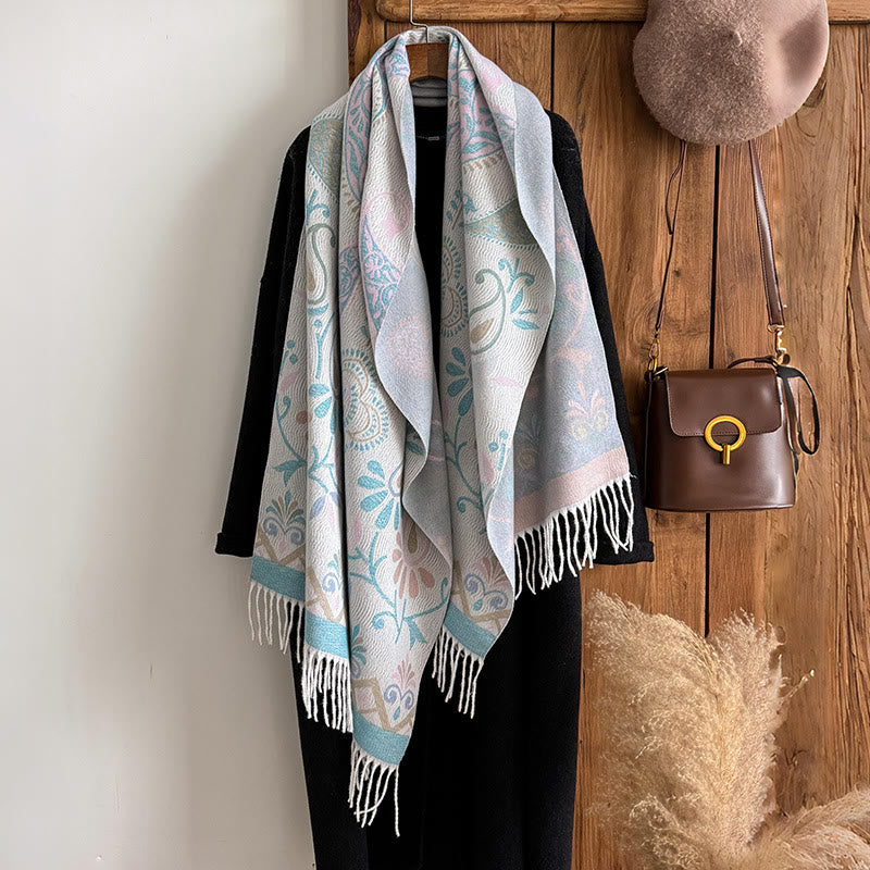 Damen-Winterschal im Bohème-Stil mit Print und Quasten, warm und warm - image 11