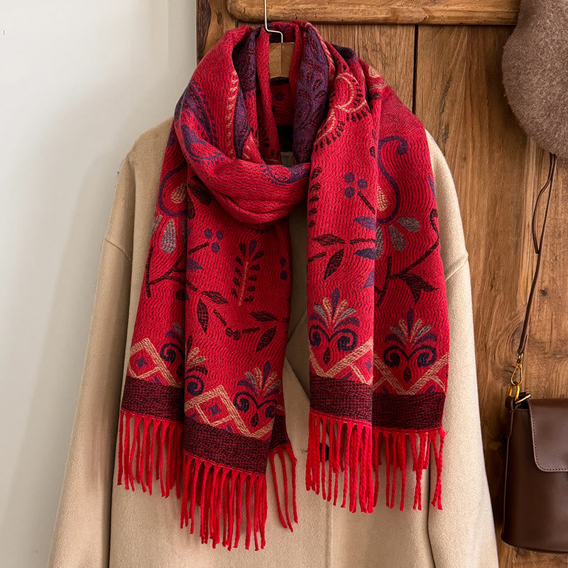 Damen-Winterschal im Bohème-Stil mit Print und Quasten, warm und warm - image 7