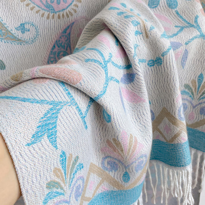 Damen-Winterschal im Bohème-Stil mit Print und Quasten, warm und warm - image 12