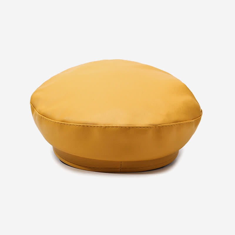 Leder-Baskenmütze im Militärstil mit Ankernieten und Kette - image 4