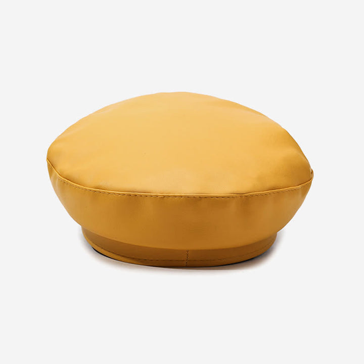 Leder-Baskenmütze im Militärstil mit Ankernieten und Kette - image 4