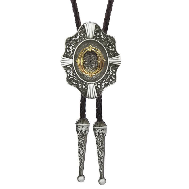 Bolo-Krawatte mit aufwendigem Filigranmuster und den Anfangsbuchstaben A bis Z - Silber - O - image 15