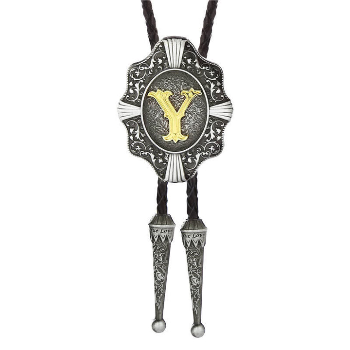 Bolo-Krawatte mit aufwendigem Filigranmuster und den Anfangsbuchstaben A bis Z - Silber - Y - image 25