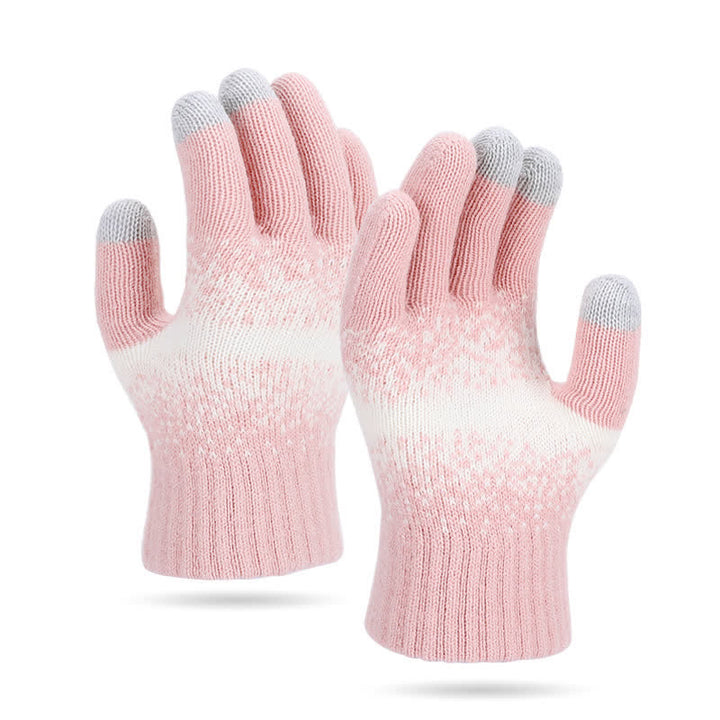Zweifarbige, gesprenkelte Strickhandschuhe mit Farbverlauf - Rosa - image 7