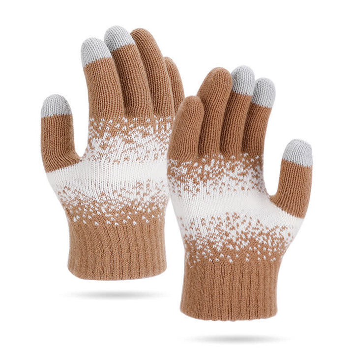 Zweifarbige, gesprenkelte Strickhandschuhe mit Farbverlauf - Dunkelkhaki - image 10