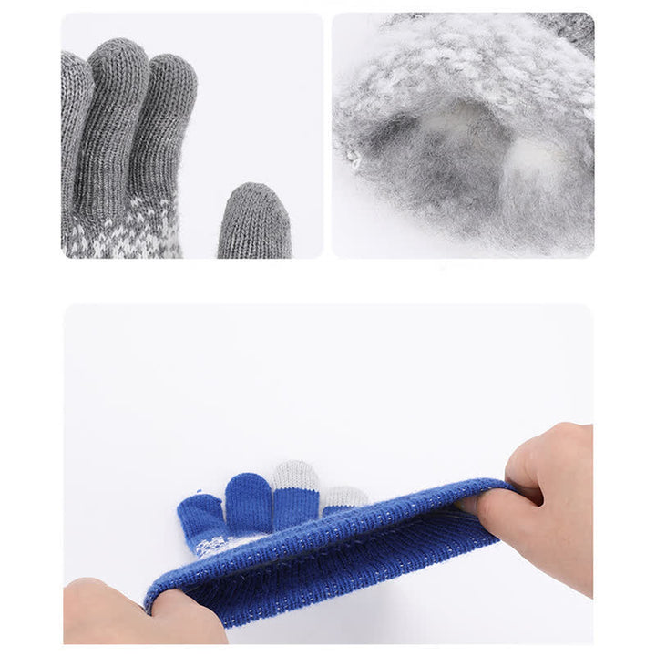 Zweifarbige, gesprenkelte Strickhandschuhe mit Farbverlauf - image 3