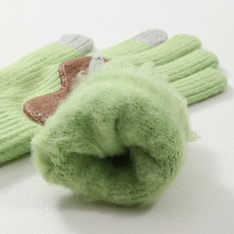 Warme, rutschfeste Strickhandschuhe mit Lederbesatz an der Handfläche - image 3