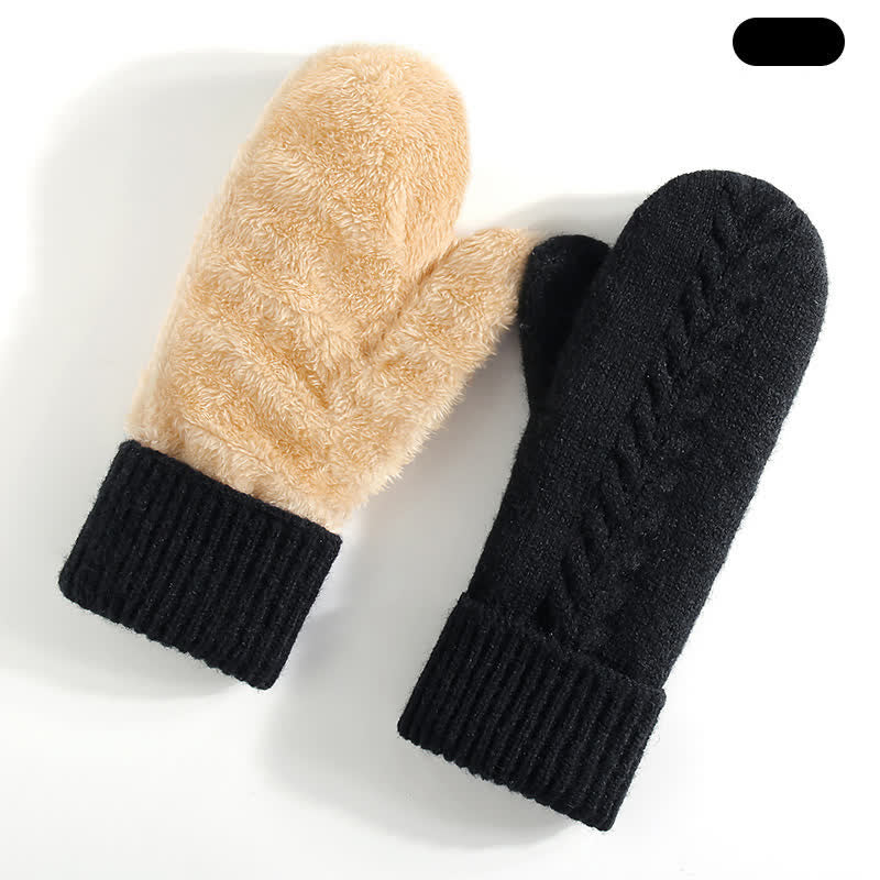 Fleecegefütterte, gestrickte Handschuhe für kaltes Wetter - Schwarz - Stil Nr. 2 - image 18