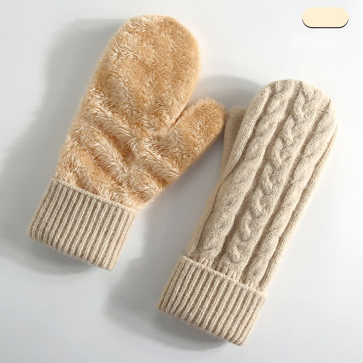 Fleecegefütterte, gestrickte Handschuhe für kaltes Wetter - Beige - Stil Nr. 3 - image 13