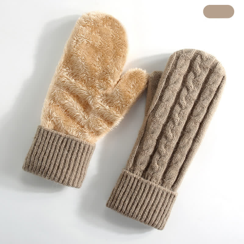 Fleecegefütterte, gestrickte Handschuhe für kaltes Wetter - Khaki - Stil Nr. 3 - image 16