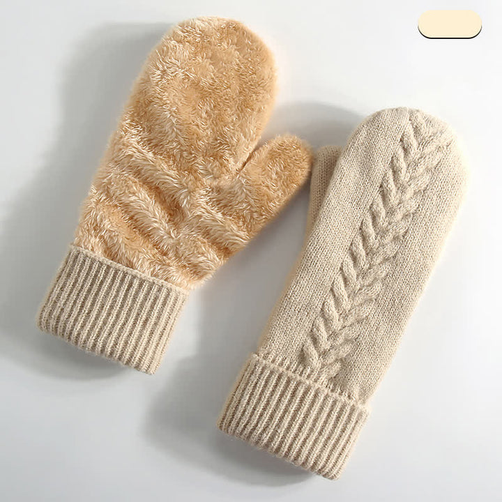 Fleecegefütterte, gestrickte Handschuhe für kaltes Wetter - Beige - Stil Nr. 2 - image 12