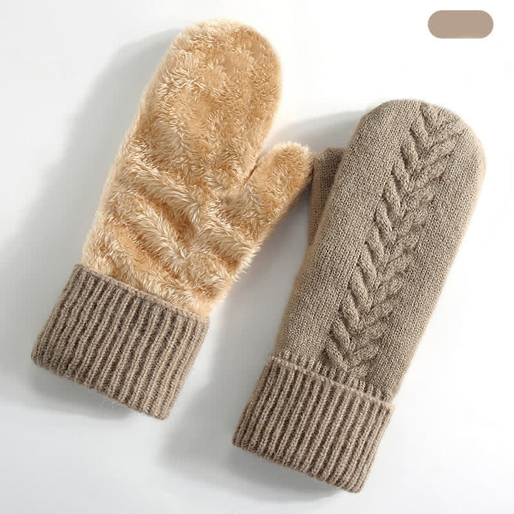 Fleecegefütterte, gestrickte Handschuhe für kaltes Wetter - Khaki - Stil Nr. 2 - image 15