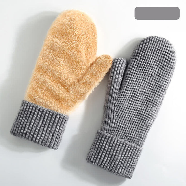 Fleecegefütterte, gestrickte Handschuhe für kaltes Wetter - Grau - Stil Nr. 1 - image 1