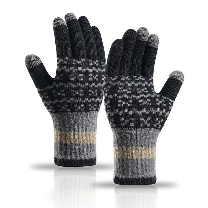 Elegante Strickhandschuhe im Ethno-Stil mit geometrischem Muster - Schwarz - image 8