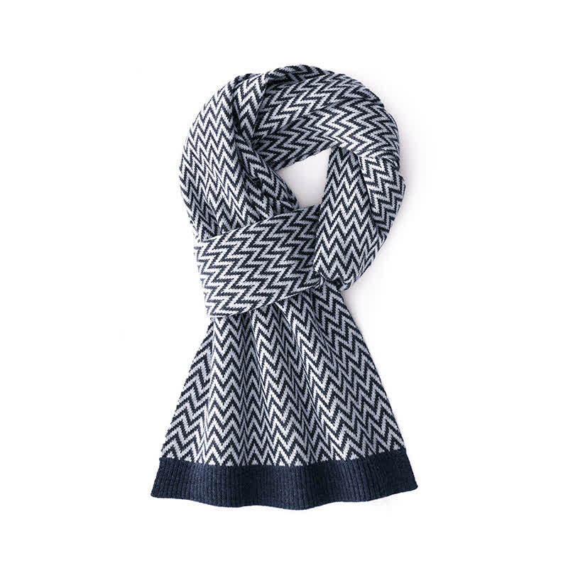 Eleganter Business-Schal mit Chevron-Muster für Herren - Marine - image 4