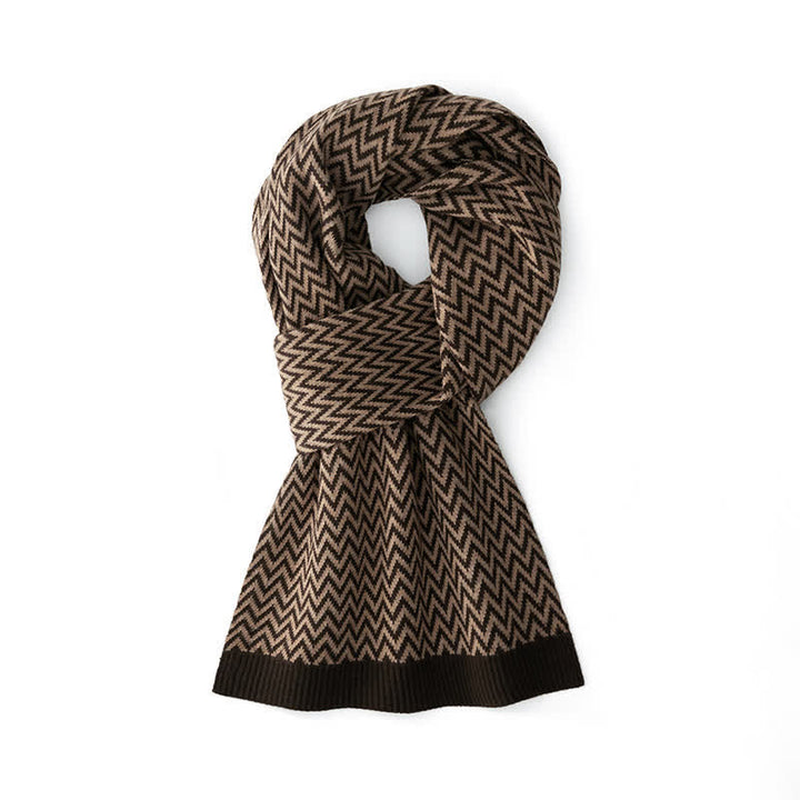 Eleganter Business-Schal mit Chevron-Muster für Herren - Kaffee - image 0