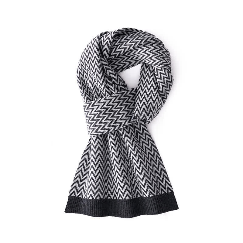 Eleganter Business-Schal mit Chevron-Muster für Herren - Schwarz - image 2