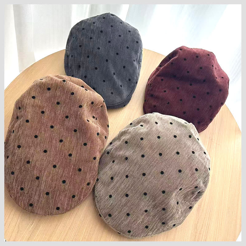 Unisex Retro Winter Polka Dot Beret Hut - image 2
