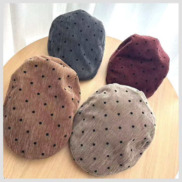 Unisex Retro Winter Polka Dot Beret Hut - image 2