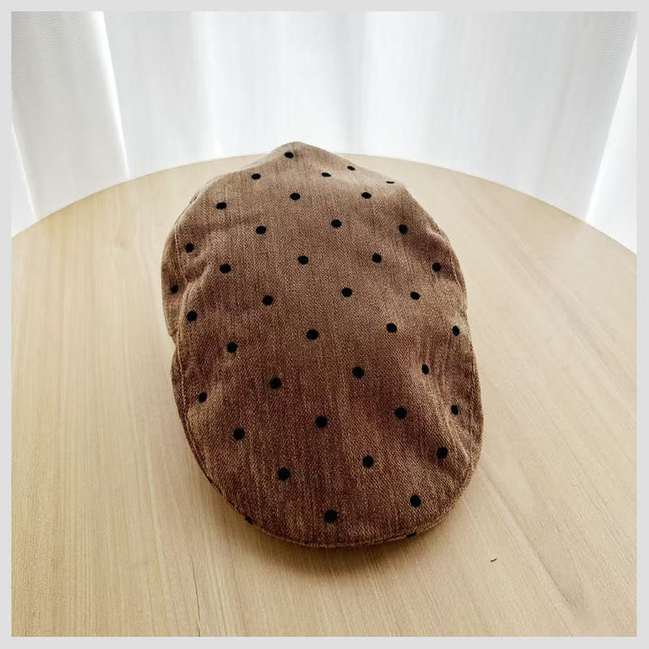 Unisex Retro Winter Polka Dot Beret Hut - Khaki - image 1
