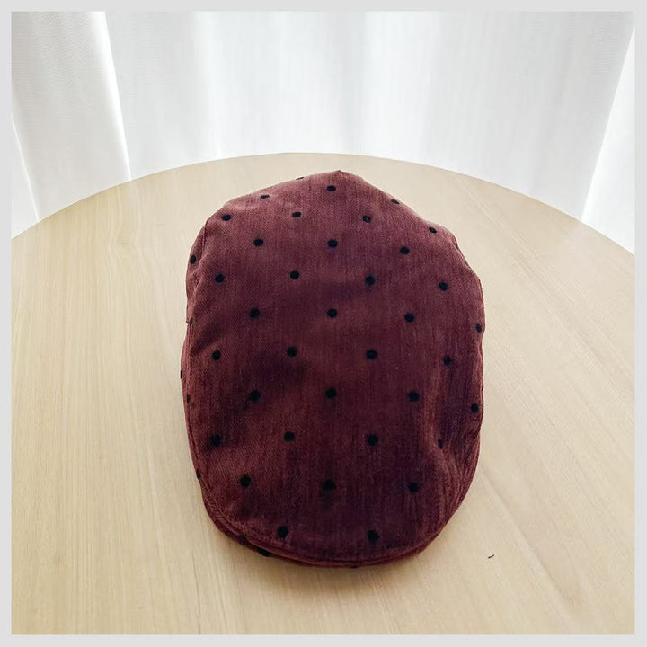 Unisex Retro Winter Polka Dot Beret Hut - Wein - image 6