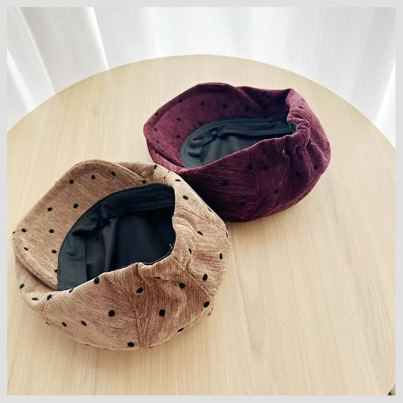 Unisex Retro Winter Polka Dot Beret Hut - image 4