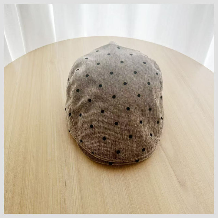 Unisex Retro Winter Polka Dot Beret Hut - Beige - image 7