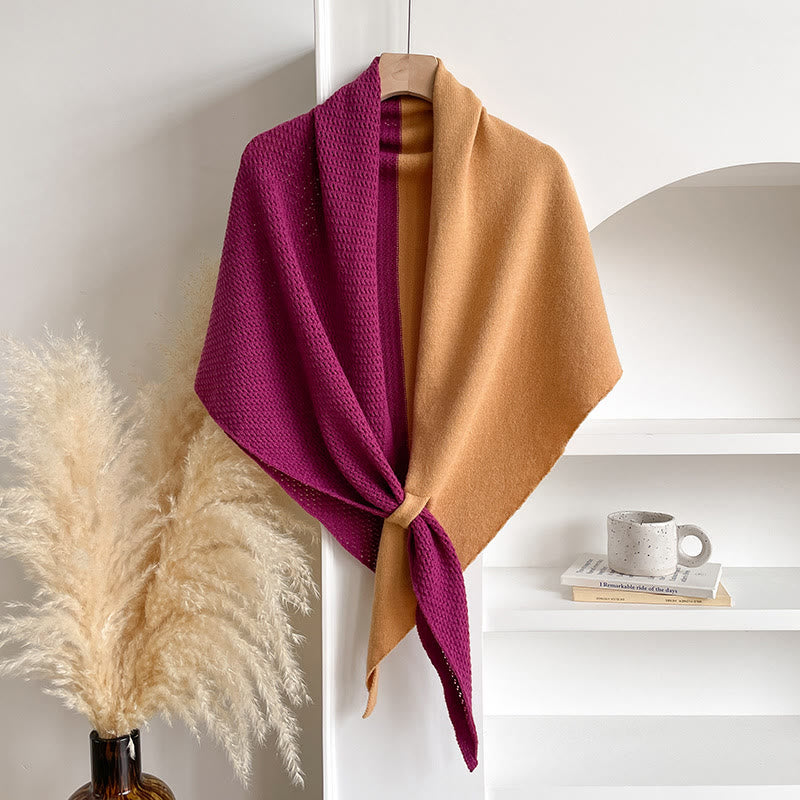 Eleganter, zweifarbiger, dreieckiger Damen-Winterschal - Gelb-Lila - image 2