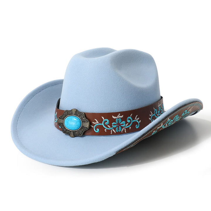 Herren-Cowboyhut mit besticktem Aufnäher, türkis, mit Krempengürtel - Himmelblau - M (22"-22 7/8") - image 7