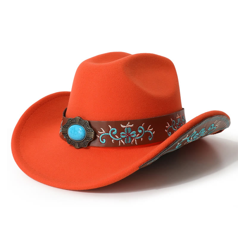 Herren-Cowboyhut mit besticktem Aufnäher, türkis, mit Krempengürtel - Orange - M (22"-22 7/8") - image 8