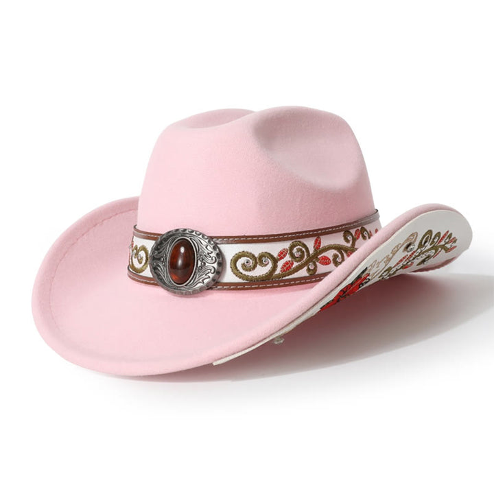 Herren-Cowboyhut mit Blumenstickerei und rubinrotem Rand - Rosa - M (22"-22 7/8") - image 16