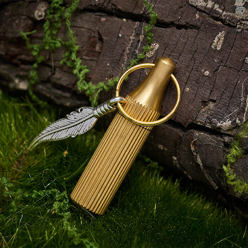 Kreativer Kapselmesser-Schlüsselanhänger, Federanhänger aus Legierung, Silberkette - Schlüsselanhänger - Messing - image 1