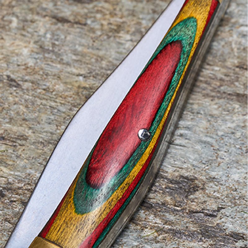 Outdoor-Klappmesser mit farbenfrohem Griff und weißer Buddha-Hand-Halskette aus Kristall - image 5