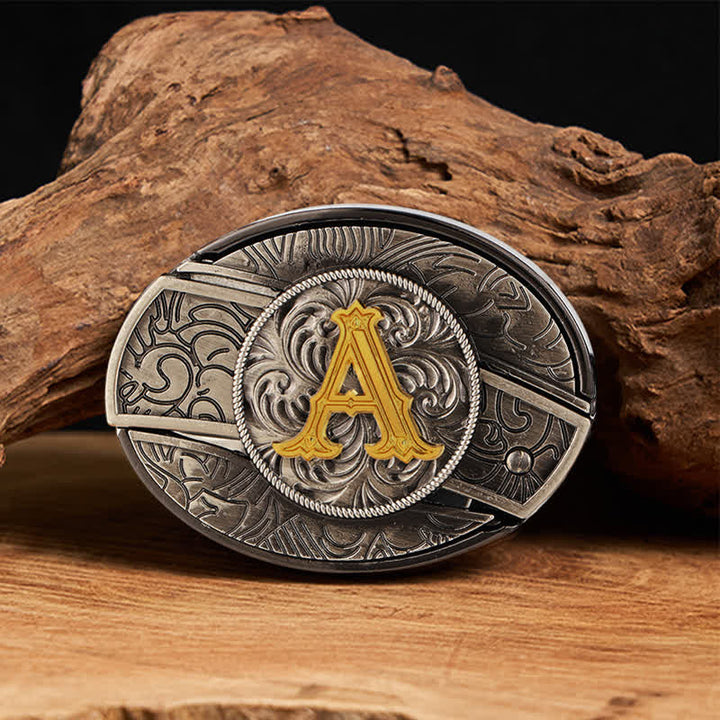 Zweifarbiger Ledergürtel mit Initialen, versteckter Messerschnalle zum Selbermachen - A - Ohne Gürtel - image 8