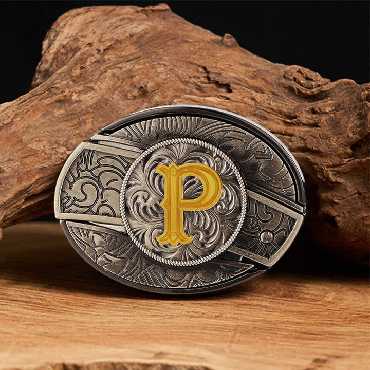 Zweifarbiger Ledergürtel mit Initialen, versteckter Messerschnalle zum Selbermachen - P - Ohne Gürtel - image 23