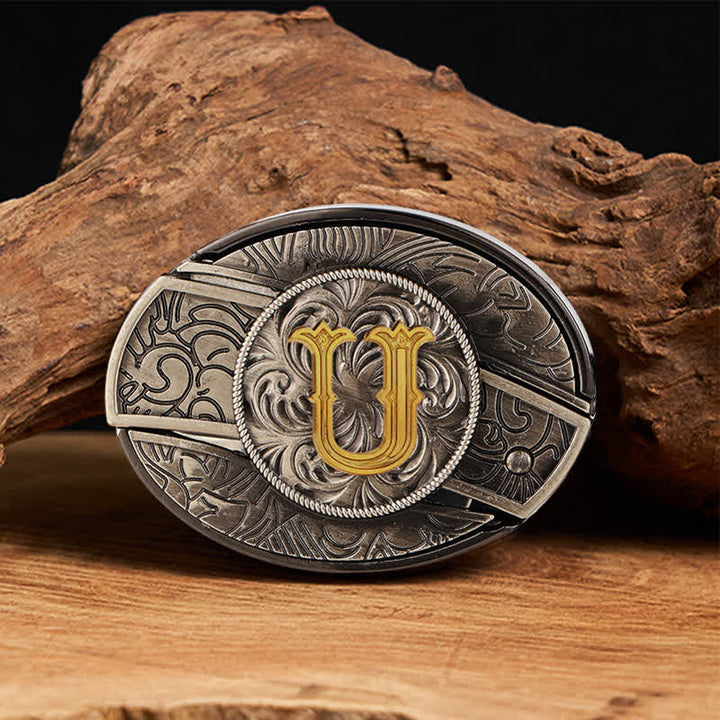 Zweifarbiger Ledergürtel mit Initialen, versteckter Messerschnalle zum Selbermachen - U - Ohne Gürtel - image 27