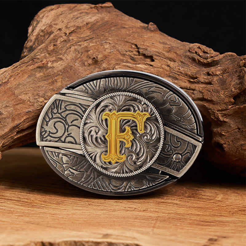 Zweifarbiger Ledergürtel mit Initialen, versteckter Messerschnalle zum Selbermachen - F - Ohne Gürtel - image 12