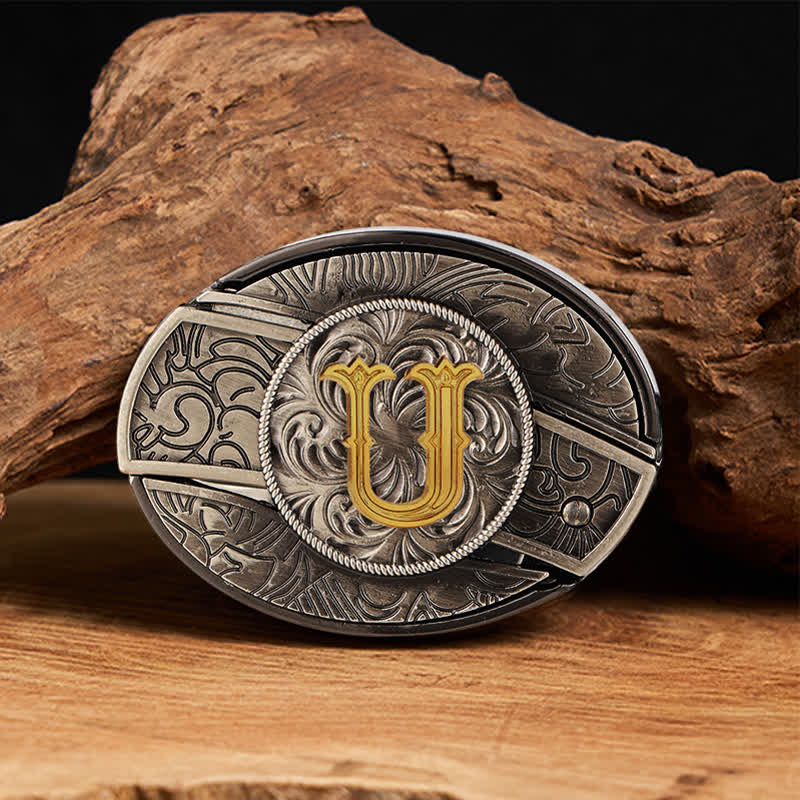 Zweifarbiger Ledergürtel mit Initialen, versteckter Messerschnalle zum Selbermachen - U - Ohne Gürtel - image 28