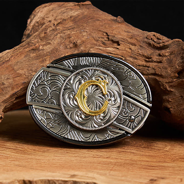 Zweifarbiger Ledergürtel mit Initialen, versteckter Messerschnalle zum Selbermachen - C - Ohne Gürtel - image 9