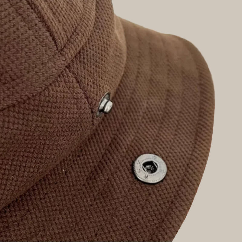 Warmhaltender brauner Winter-Fischerhut mit umklappbarer Krempe - image 3